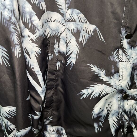 Forever 21 Men Full Zip Hooded Windbreaker Jacket Mens Size Medium Blue Tropical - Picture 5 of 13